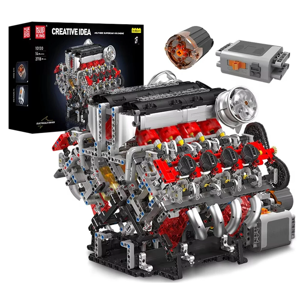 Mould King 10130 Technical Car Building Block Motorized F488 Supercar V-type 8 Cylinder V8 Engine Model Brick Assembly Kit 2718+PCS Excellent STEAM Science Education Discovery Toys Children Gifts — MOULD KING