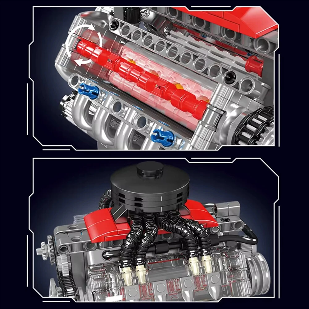 Mould King 10171 LSX454 Motorized V8 Engine Model DIY Assembly Kit Motorized Building Blocks 487PCS Excellent STEAM Science Education Discovery Toys Children Gifts — view 7