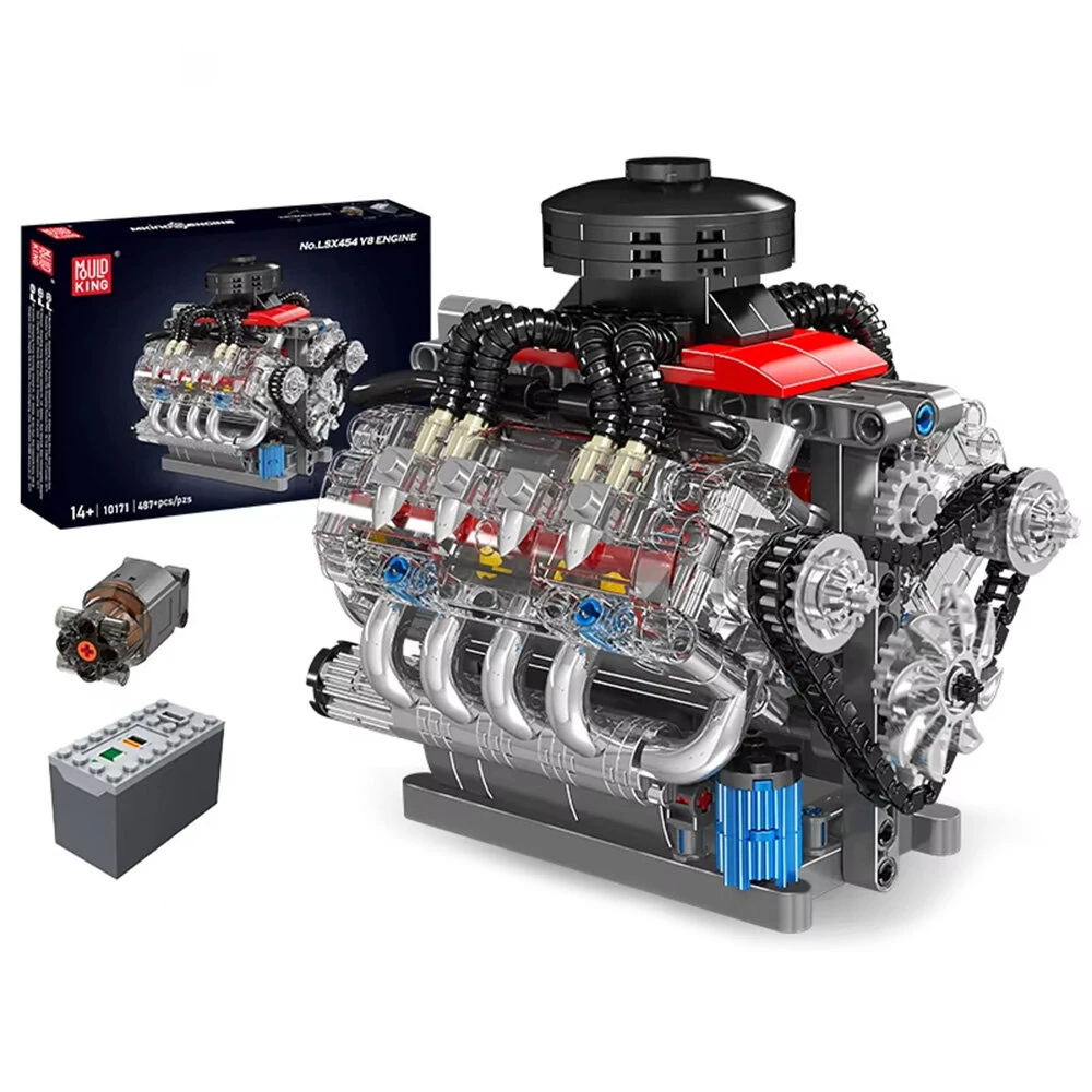 Mould King 10171 LSX454 Motorized V8 Engine Model DIY Assembly Kit Motorized Building Blocks 487PCS Excellent STEAM Science Education Discovery Toys Children Gifts — view 9