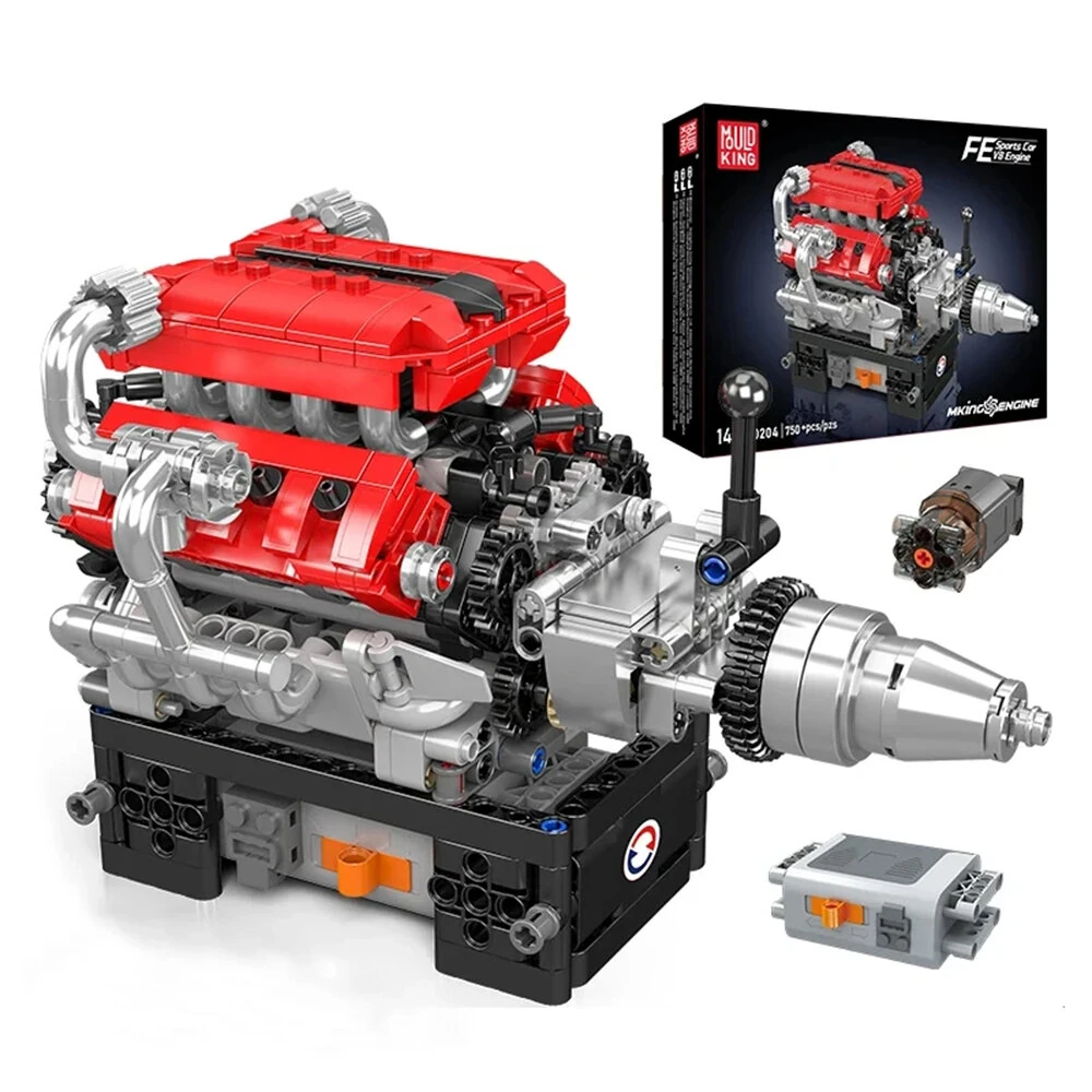 Mould King 10204 Technical Toys MOC Mechanical FE Sports Car V8 Engine Building Block Brick Assembly Kit 750PCS Kids Toys Christmas Gifts — Mould