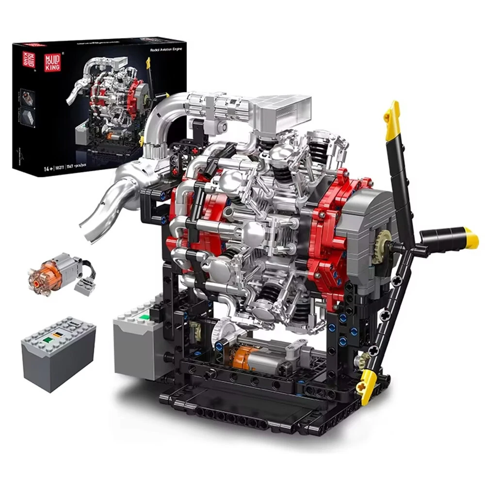 Mould King 10211 Technical Engine Toys Motorized Radial Aviation Engine Building Block Assembly Engine Set 1147PCS Kids Christmas Gift — MOULD KING
