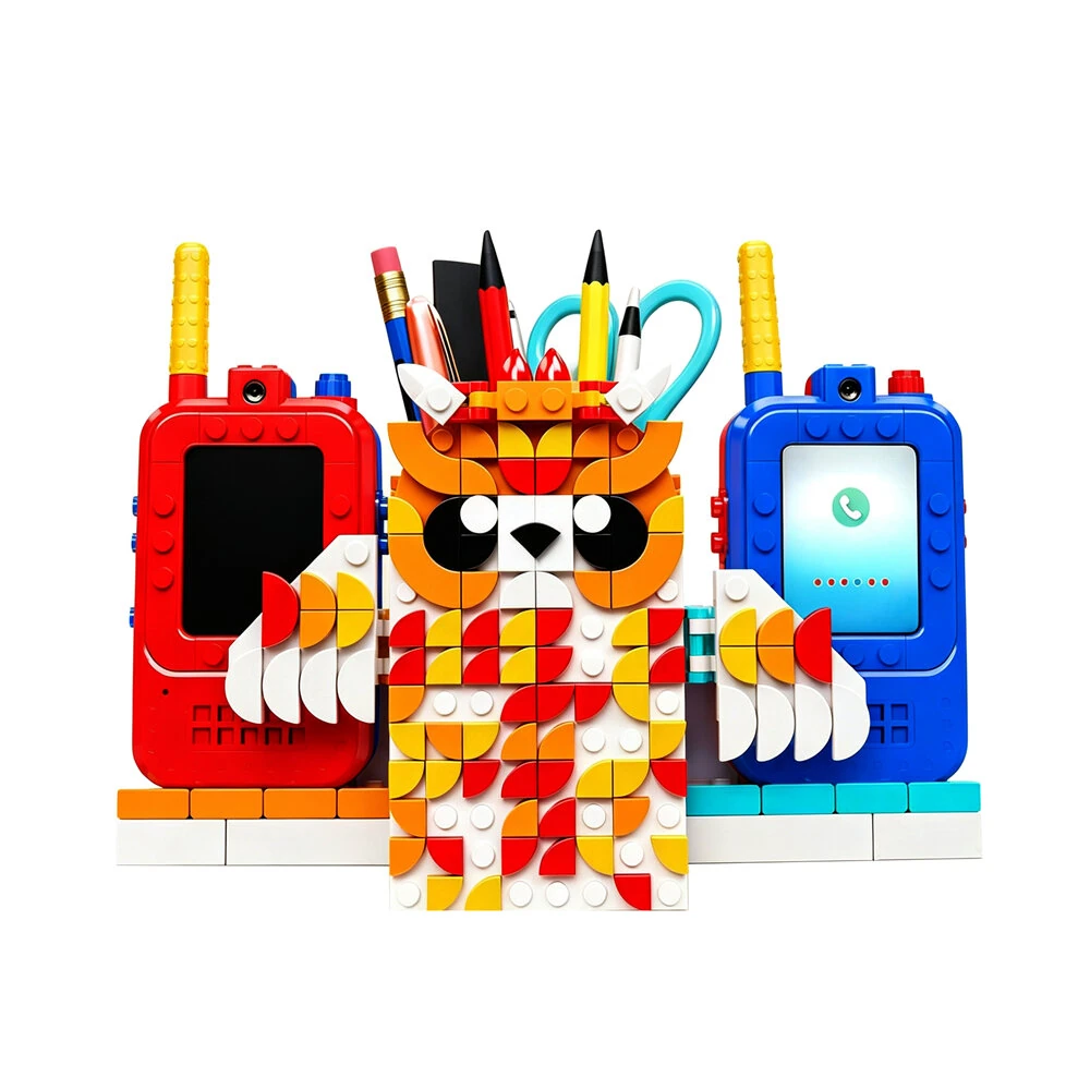 Mould King 10220 Flame Owl Pen Holder & Walkie-talkie Video Voice Intercom Photo Taking Voice Changing Toys DIY Building Block Brick Assembly Kit Kids Christmas Gift