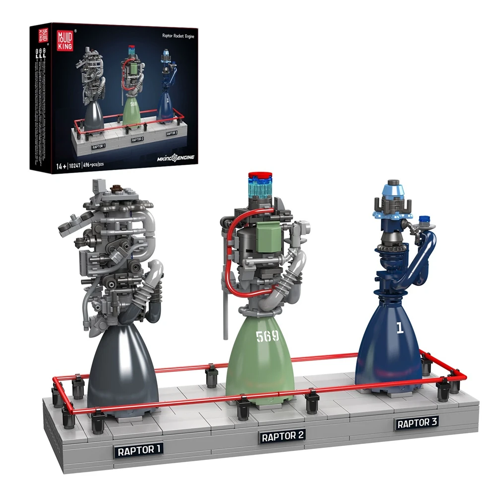 Mould King 10247 Raptor Rocket Engine Model Building Block Technical Car Engine Assembly Brick Science Discovery Toys Chrismas Gift