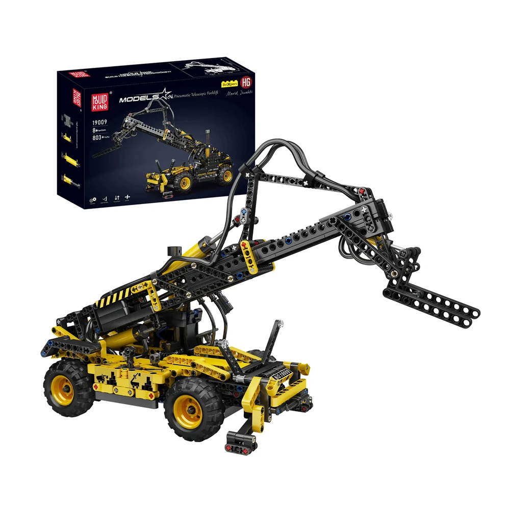 Mould King 19009 Pneumatic Telescopic Forklift Technical Vehicle Simulation Truck Model Building Block Brick Assembly Kit for Children Adult Birthday Gift — view 2