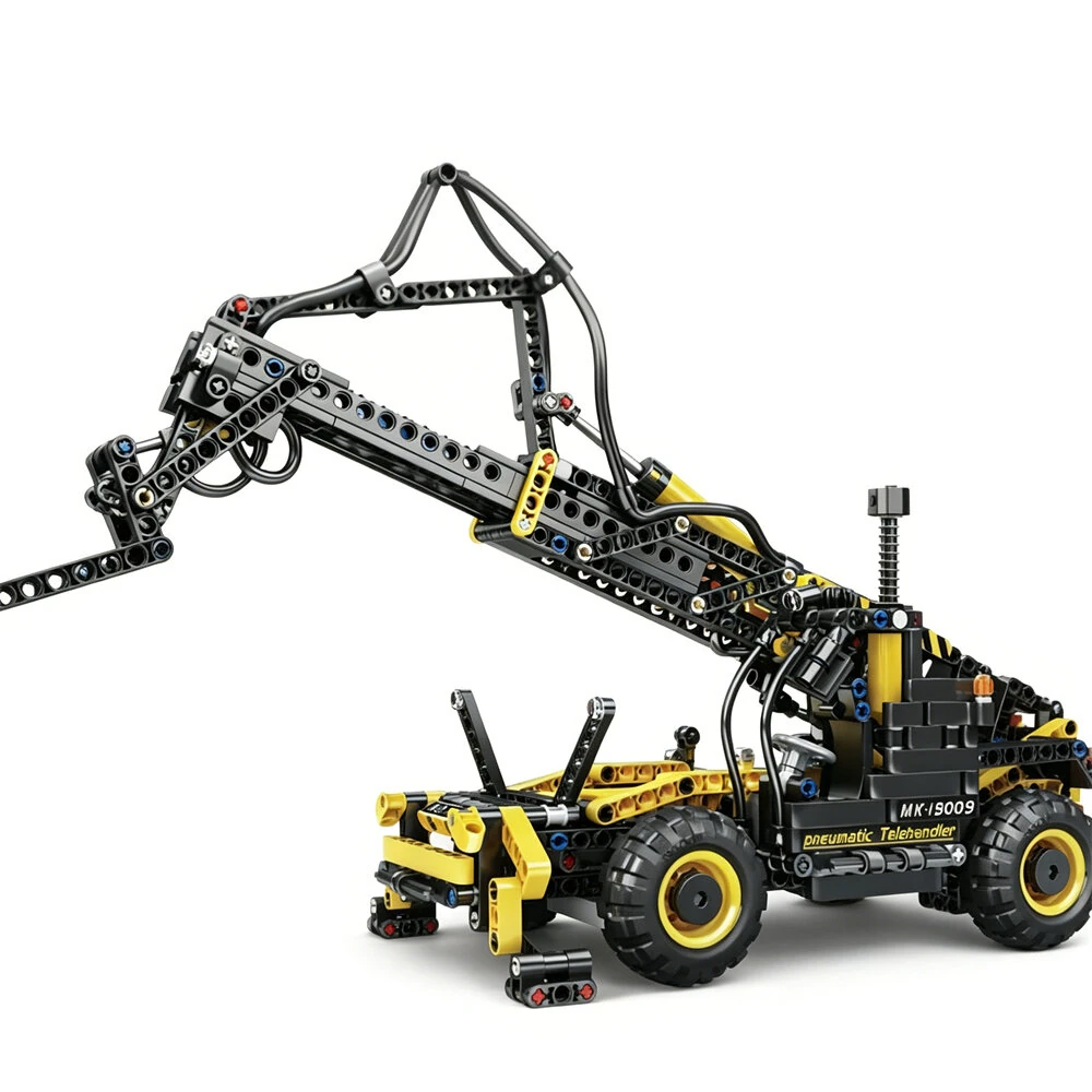 Mould King 19009 Pneumatic Telescopic Forklift Technical Vehicle Simulation Truck Model Building Block Brick Assembly Kit for Children Adult Birthday Gift — view 6