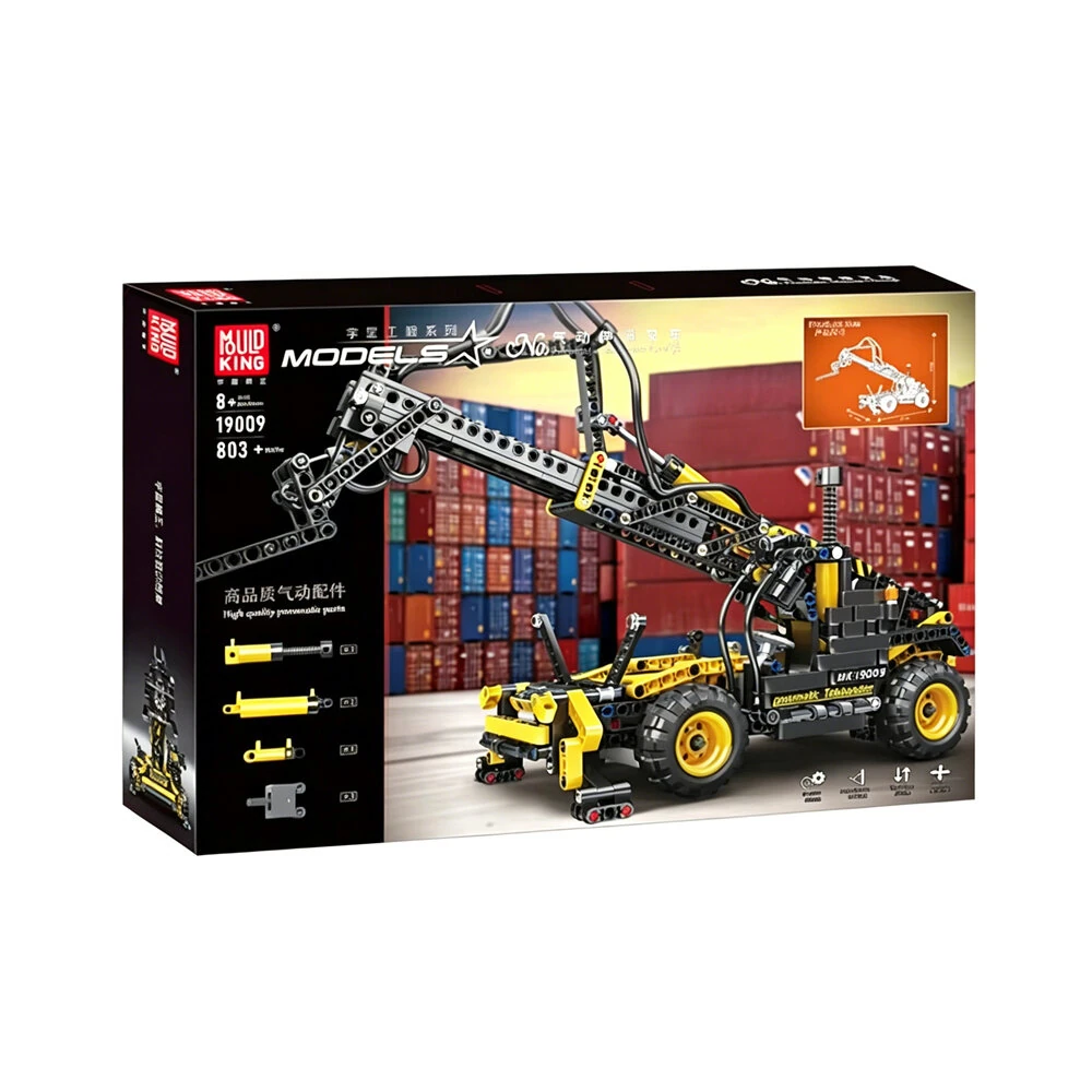 Mould King 19009 Pneumatic Telescopic Forklift Technical Vehicle Simulation Truck Model Building Block Brick Assembly Kit for Children Adult Birthday Gift — view 7