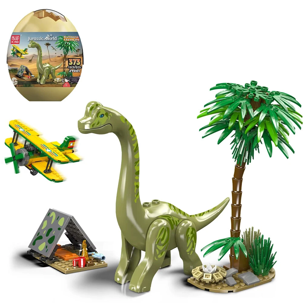 Mould King Jurassic World Series 29001 29002 29004 Brachiosaurus & Biplane Camp / T-Rex Transport Ship / Ankylosaurus & Helicopter Camp Dinosaur Egg Building Blocks Ornaments Toys Kid Gift — Mould