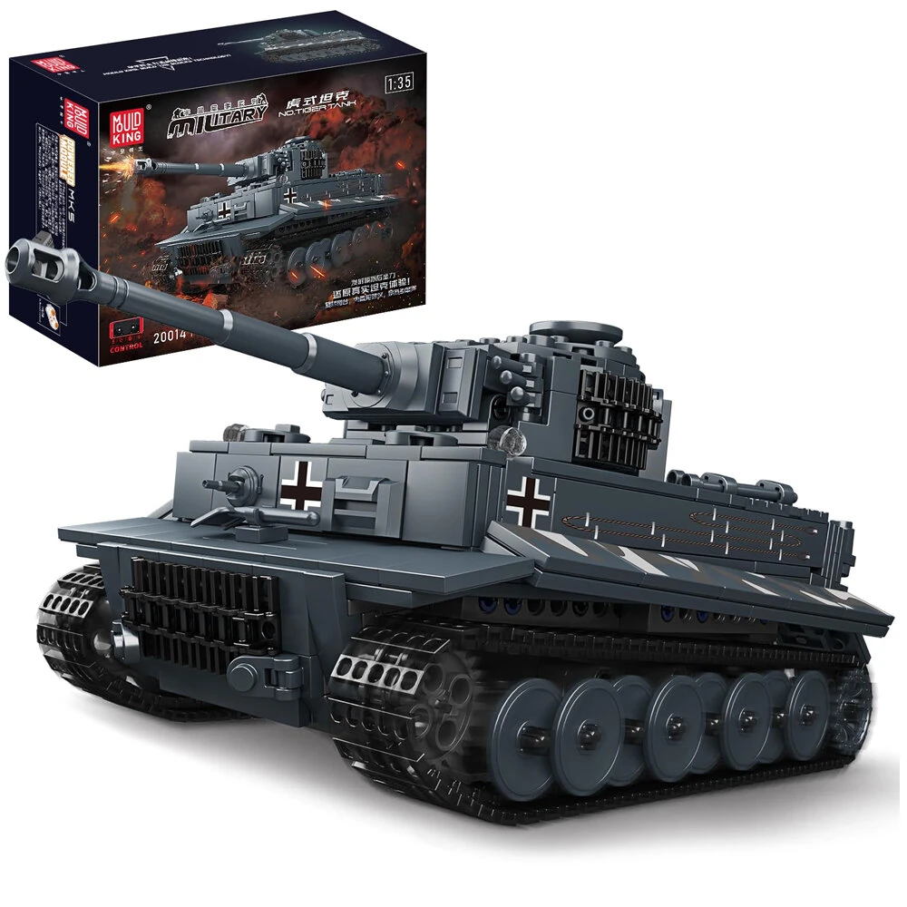 Mould King Military Series 20014 Tiger Tank 1:35 Scale APP RC Motorized Building Block Assembly Kitwith MK5 Power Module for Children Gifts