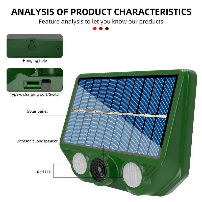 Mouse Repeller Solar Powered Courtyard Balcony Household Ultrasonic Animal Repeller Bird Repeller Household Ultrasonic Animal Repeller — view 5