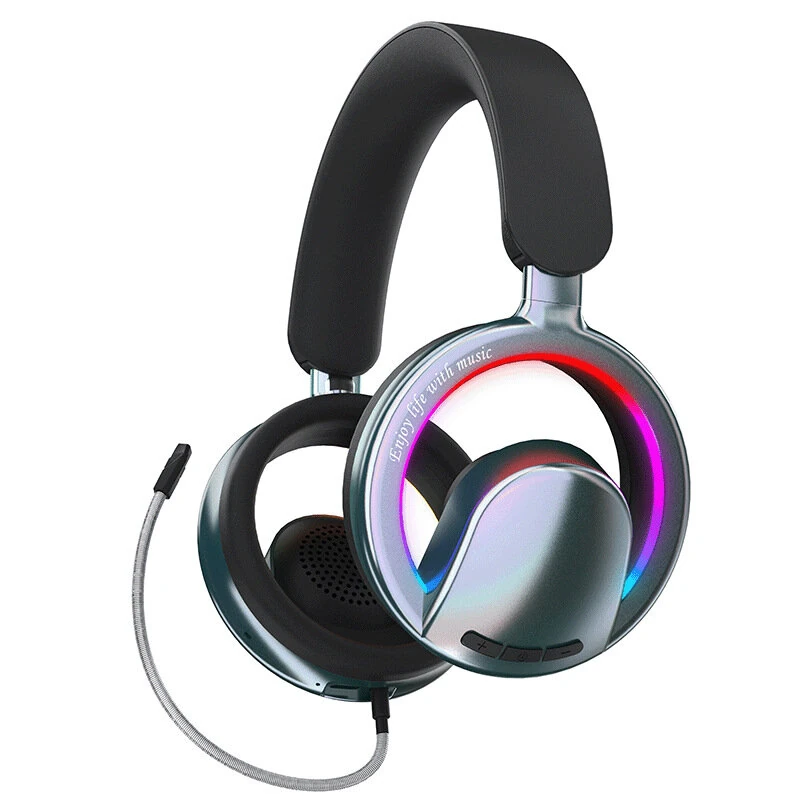 MS-B16 RGB Gaming Headset Wireless bluetooth 6.0 Headphone 40mm Drivers Detachable Mic Low Game Delay Openwork Design Over-Head Gamer Headphones