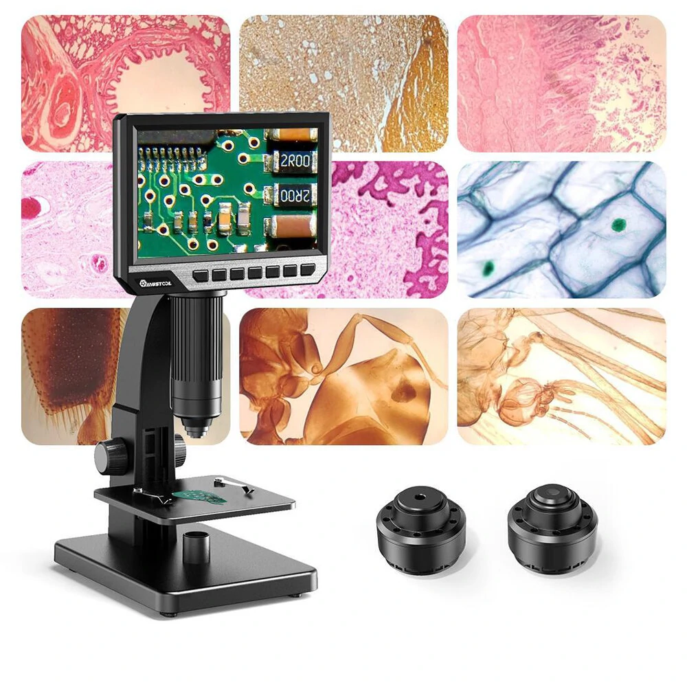 MT315 2000X Dual Lens Digital Microscope 7-inch HD IPS Large Screen Multiple Lens for Circuit/Cells Observation Up&Down Light Source Support Computer Viewing — view 2