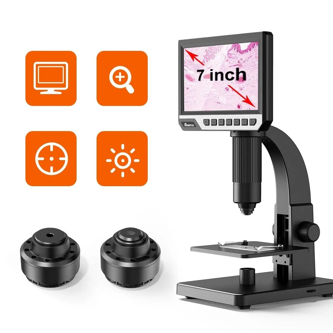 MT315 2000X Dual Lens Digital Microscope 7-inch HD IPS Large Screen Multiple Lens for Circuit/Cells Observation Up&Down Light Source Support Computer Viewing — view 4