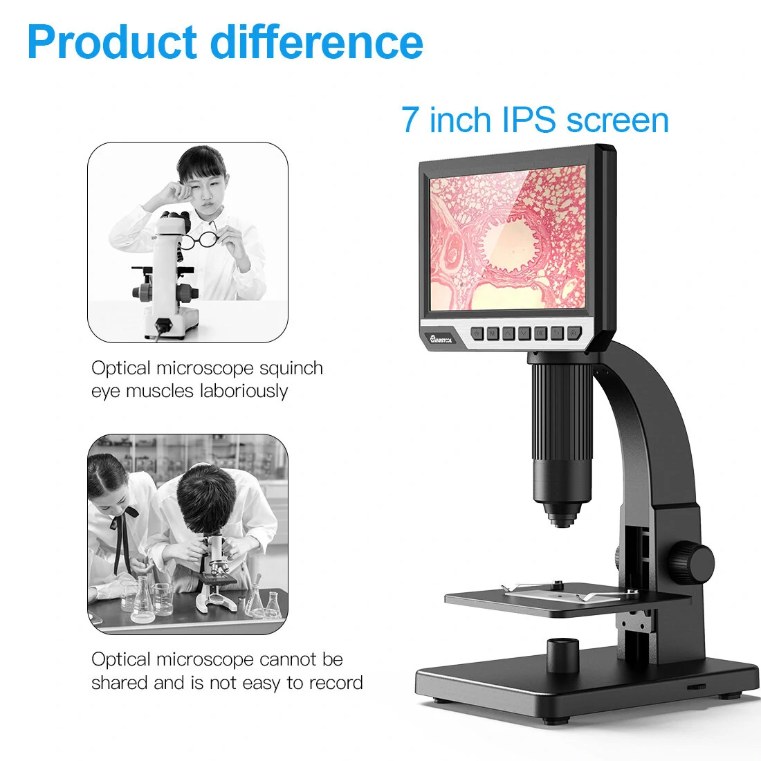MT315 2000X Dual Lens Digital Microscope 7-inch HD IPS Large Screen Multiple Lens for Circuit/Cells Observation Up&Down Light Source Support Computer Viewing — view 7