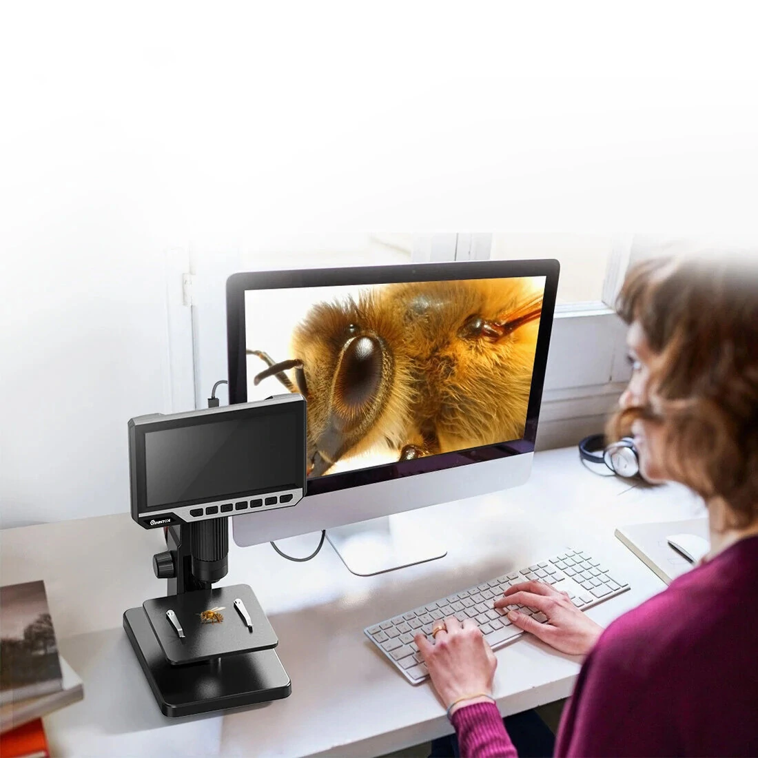 MT315 2000X Dual Lens Digital Microscope 7-inch HD IPS Large Screen Multiple Lens for Circuit/Cells Observation Up&Down Light Source Support Computer Viewing — view 8