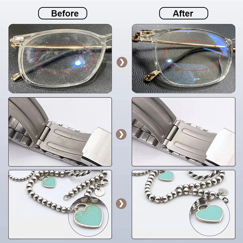 Mugle 40W Portable Jewelry Cleaner 46kHz U1trasonic Vibration Power with Touch Screen 4 Cleaning Times Setting and 304 Stainless Steel Tank for Glasses Watches — view 8