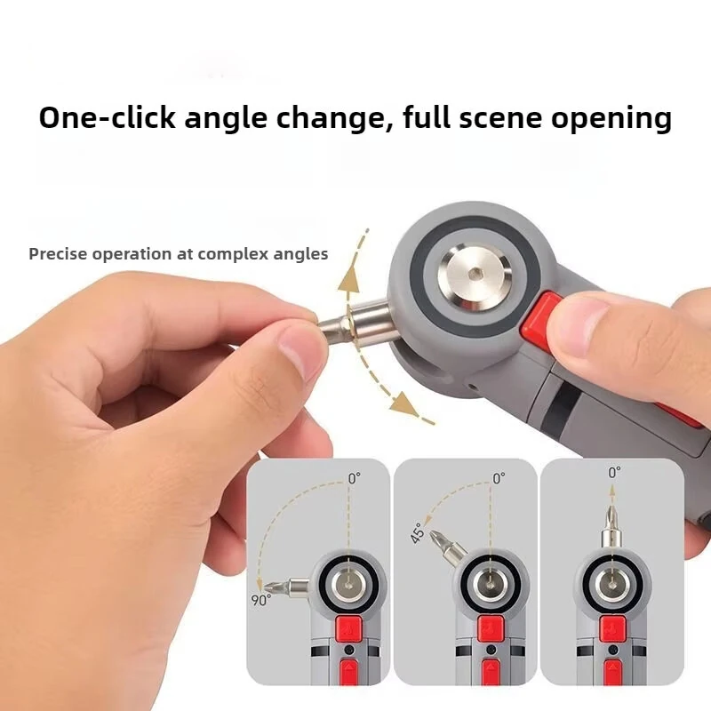 Multi Angle Electric Screwdriver 4V Lithium Battery Compact Design 3 Torque Settings LED Lights Fast Charging Rechargeable Professional Tool — view 3