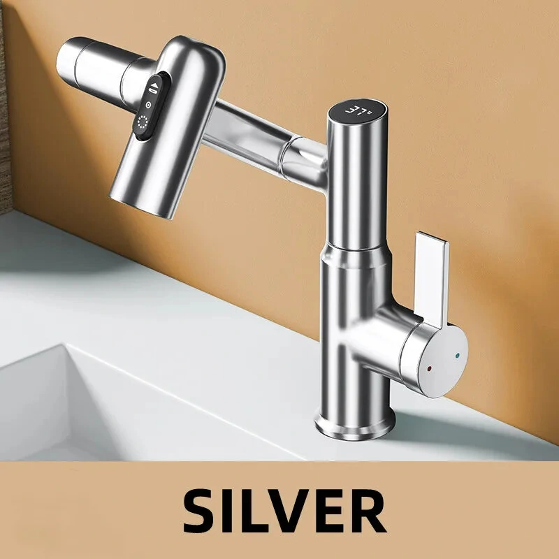 Multi-function Basin Faucet with LED Digital Display 360 Rotation Stream Sprayer Hot Cold Water Sink Mixer Wash Tap For Bathroom — view 10