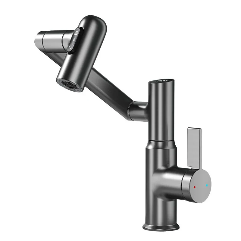 Multi-function Basin Faucet with LED Digital Display 360 Rotation Stream Sprayer Hot Cold Water Sink Mixer Wash Tap For Bathroom — view 3