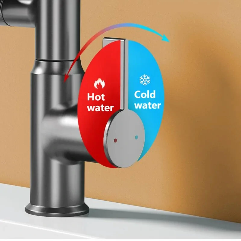Multi-function Basin Faucet with LED Digital Display 360 Rotation Stream Sprayer Hot Cold Water Sink Mixer Wash Tap For Bathroom — view 6