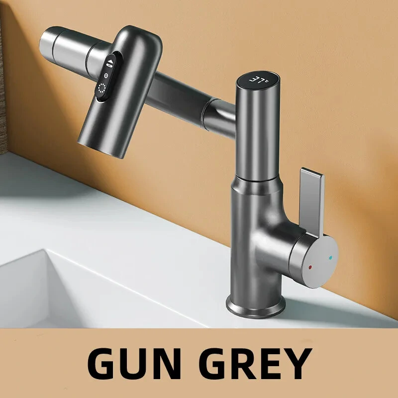 Multi-function Basin Faucet with LED Digital Display 360 Rotation Stream Sprayer Hot Cold Water Sink Mixer Wash Tap For Bathroom — view 9