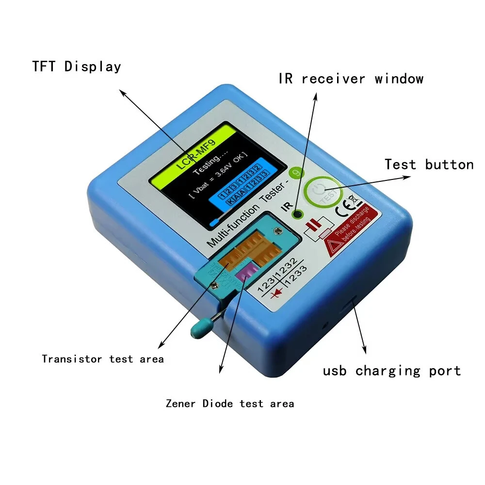 Multi-function LCR MF9 Transistor Tester TFT Diode Triode Capacitance Meter LCR ESR NPN PNP MOSFET IR Tester for Testing — view 4