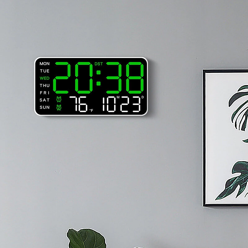 Multi-function LED Digital Wall Clock Borderless Electronic Clock Multifunctional Hanging Standing Clock Simple Digital Clock Display Living Room Wall Clock — view 7