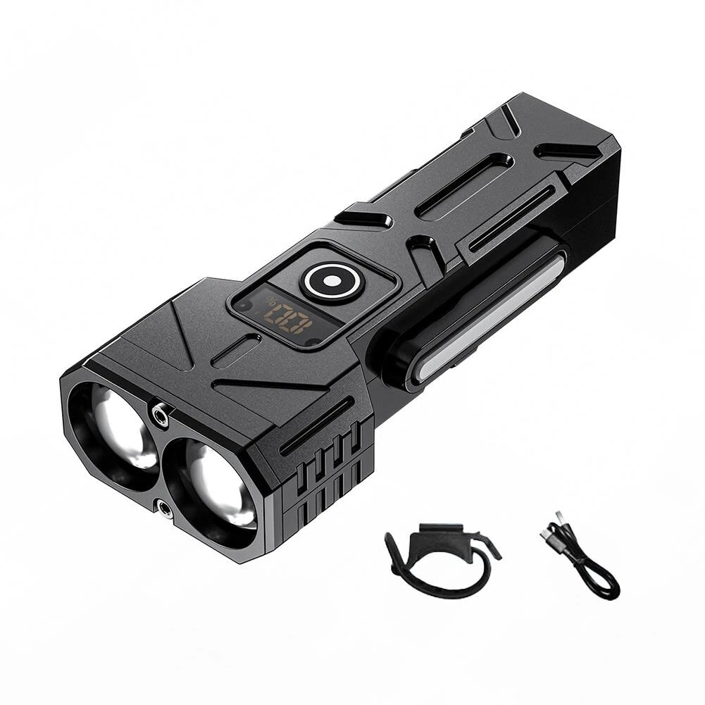 Multi-functional Digital Display Bicycle Headlight Waterproof Super Bright Flashlight for Outdoor Night Riding Hiking Camping — view 2