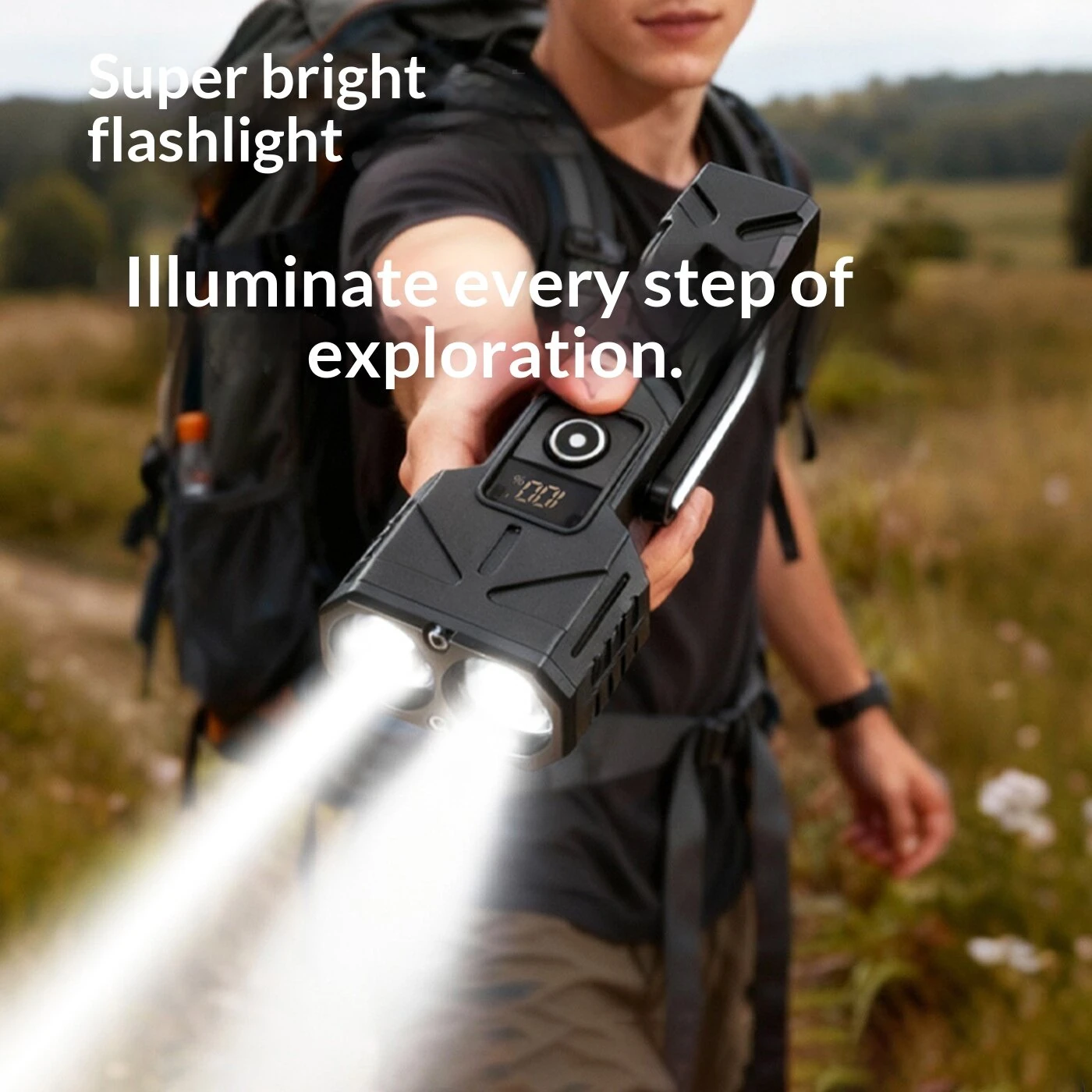 Multi-functional Digital Display Bicycle Headlight Waterproof Super Bright Flashlight for Outdoor Night Riding Hiking Camping — view 4