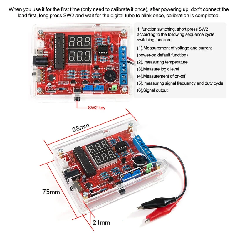 Multi-functional Instrument Kit USB Power Supply 5V Voltage Current Measurement Signal Generator Frequency Duty Cycle Detection Temperature Sensor DIY Electronics — view 4