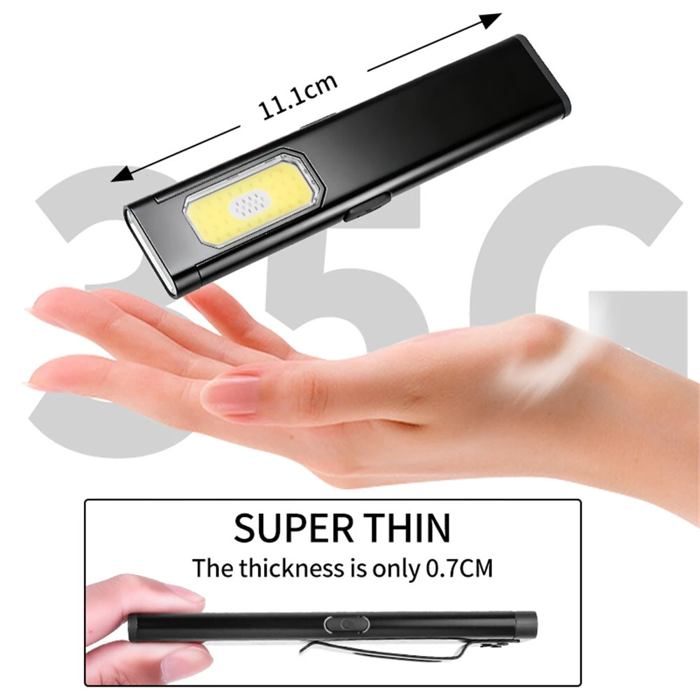 Multi-functional Super Bright LED Mini Flashlight Dual Source USB Rechargeable Work Lamp High Brightness For Camping Hiking Magnetic Back Clip Light for Work Emergency — view 9