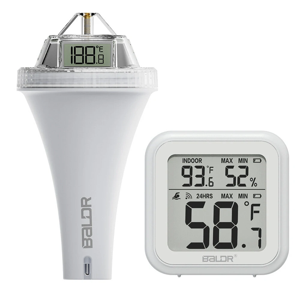 Multi-functional Thermometer for Swimming Pool Indoor Humidity Temperature Measurement -9.9-50℃ Range Accurate 360 Degree View Connects to HOMGAR App — Multi-functional