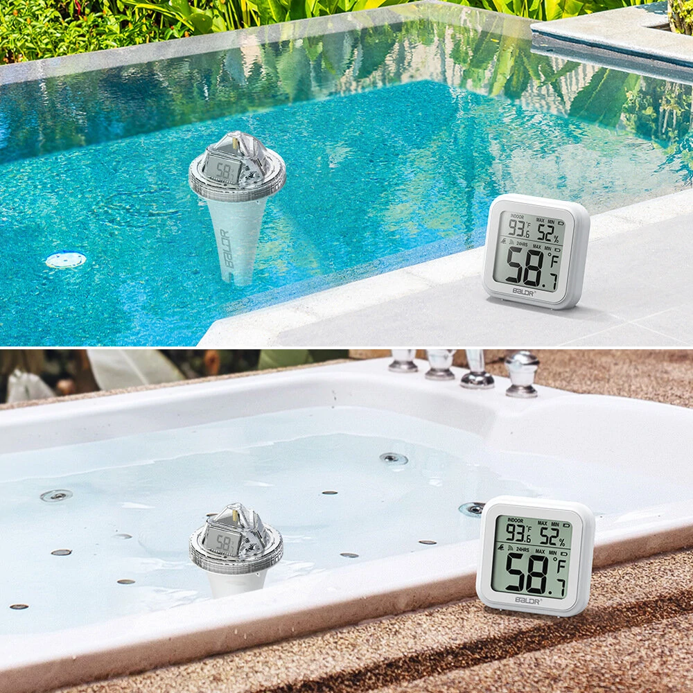 Multi-functional Thermometer for Swimming Pool Indoor Humidity Temperature Measurement -9.9-50℃ Range Accurate 360 Degree View Connects to HOMGAR App — view 3