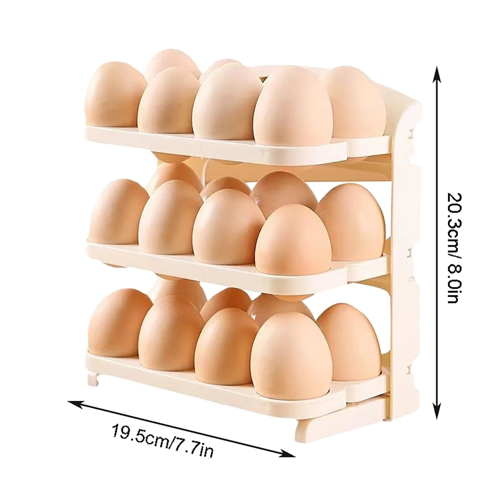 Multi-layer Foldable Anti-drop Egg Organizer Tray with Lid and Handle Egg Holder For Refrigerator-Stackable Egg Storage Container for  24 Eggs Refrigerator Door — view 9