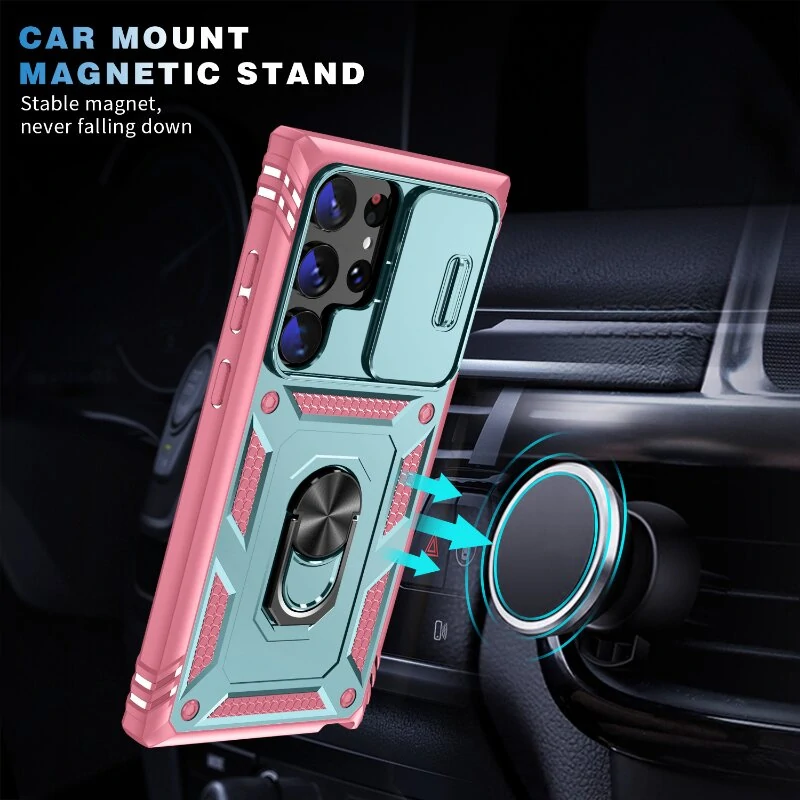 Multi-layers Shockproof Mobile Phone Case with Metal Patch Ring Holder Hard PC+TPU Protective Case for Samsung Galaxy S23 Ultra — view 5