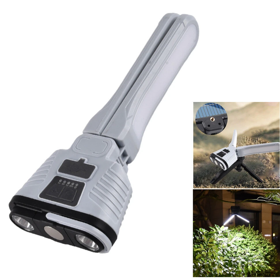 Multi Light Sourch Multifunctional Flashlight Solar Power Bank Outdoor USB Folding Camping LED Light Magnetic Work Light Warning Lamp — Pricio