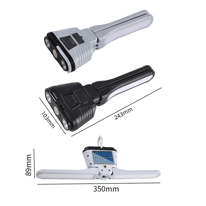 Multi Light Sourch Multifunctional Flashlight Solar Power Bank Outdoor USB Folding Camping LED Light Magnetic Work Light Warning Lamp — view 6