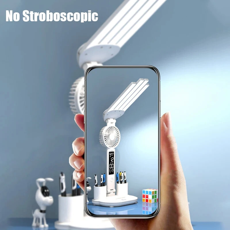 Multifunctional 4 Heads LED Eye Protection Desk Lamp with Intelligent Display Touch Control 80LEDs 3 Light Modes Stepless Dimming USB Rechargeable Design for Office Home Reading — view 6