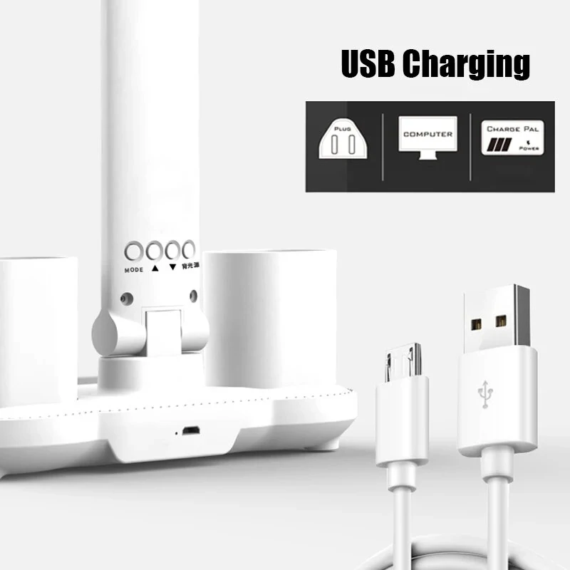 Multifunctional 4 Heads LED Eye Protection Desk Lamp with Intelligent Display Touch Control 80LEDs 3 Light Modes Stepless Dimming USB Rechargeable Design for Office Home Reading — view 8