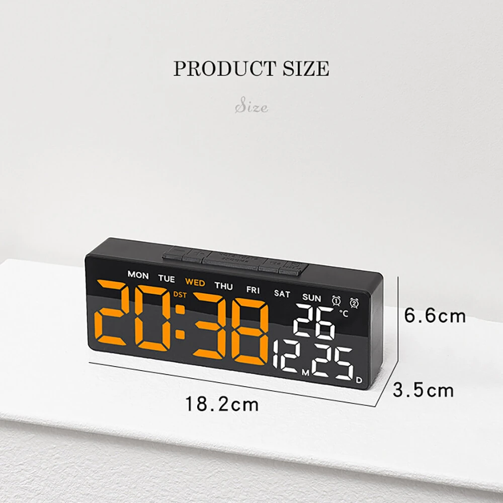 Multifunctional Clock Electronic Clock Simple LED Digital Clock USB Output Bedside Alarm Clock with 3 Level Adjustable Brightness — view 9