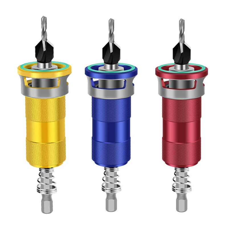 Multifunctional Countersink Drill Bits Adjustable Depth Aluminum Limit Ring High Precision Carbon Steel Bits Woodworking Tools 4 Sizes Drill Bits — image 1