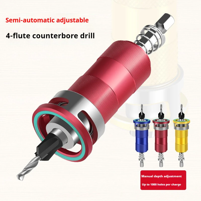 Multifunctional Countersink Drill Bits Adjustable Depth Aluminum Limit Ring High Precision Carbon Steel Bits Woodworking Tools 4 Sizes Drill Bits — view 3