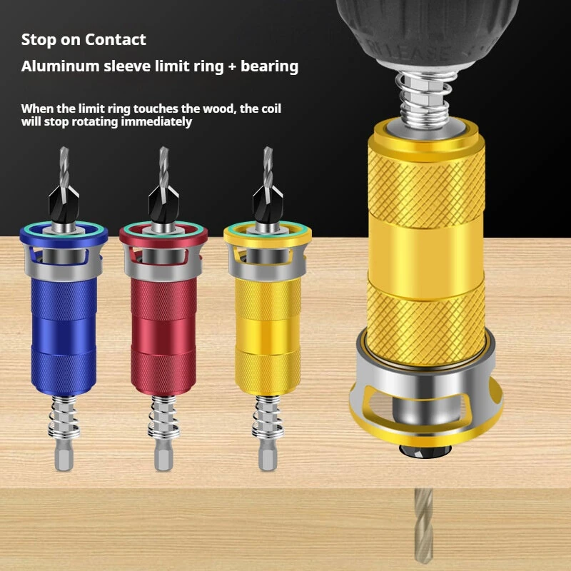 Multifunctional Countersink Drill Bits Adjustable Depth Aluminum Limit Ring High Precision Carbon Steel Bits Woodworking Tools 4 Sizes Drill Bits — view 4