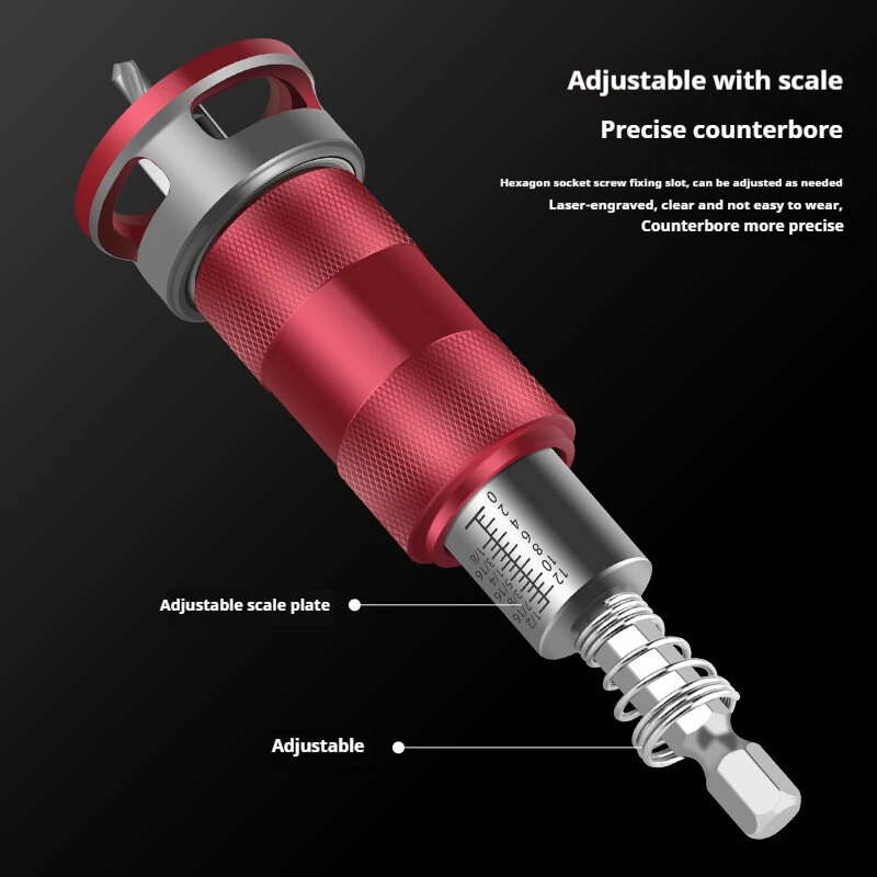Multifunctional Countersink Drill Bits Adjustable Depth Aluminum Limit Ring High Precision Carbon Steel Bits Woodworking Tools 4 Sizes Drill Bits — view 6
