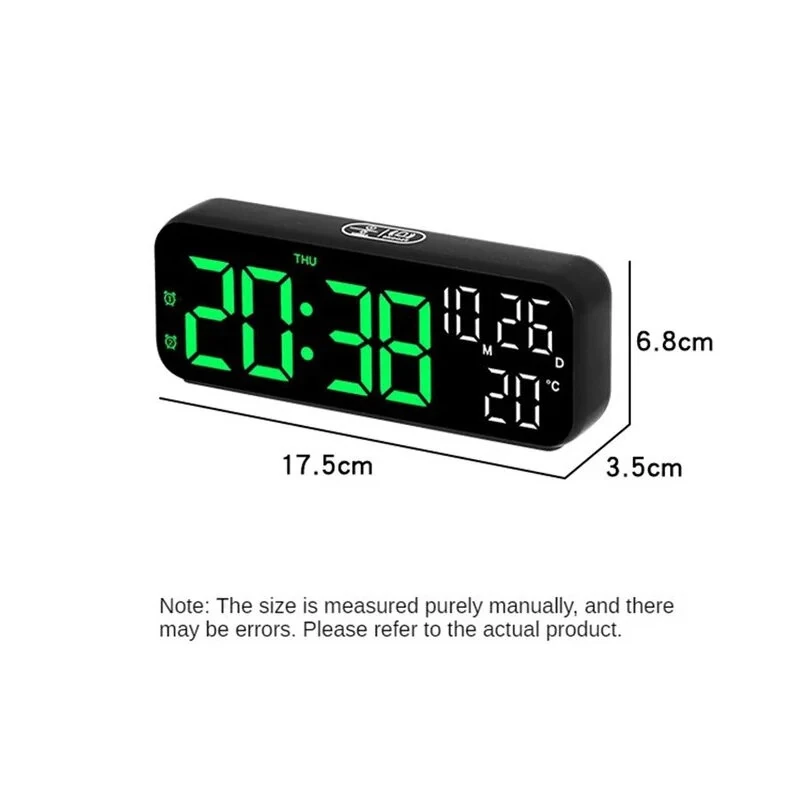 Multifunctional LED Clock 12/24H Digital Wall Alarm Clock LED Temperature Date Display Week Night Mode Table Clock Minimalist — view 7