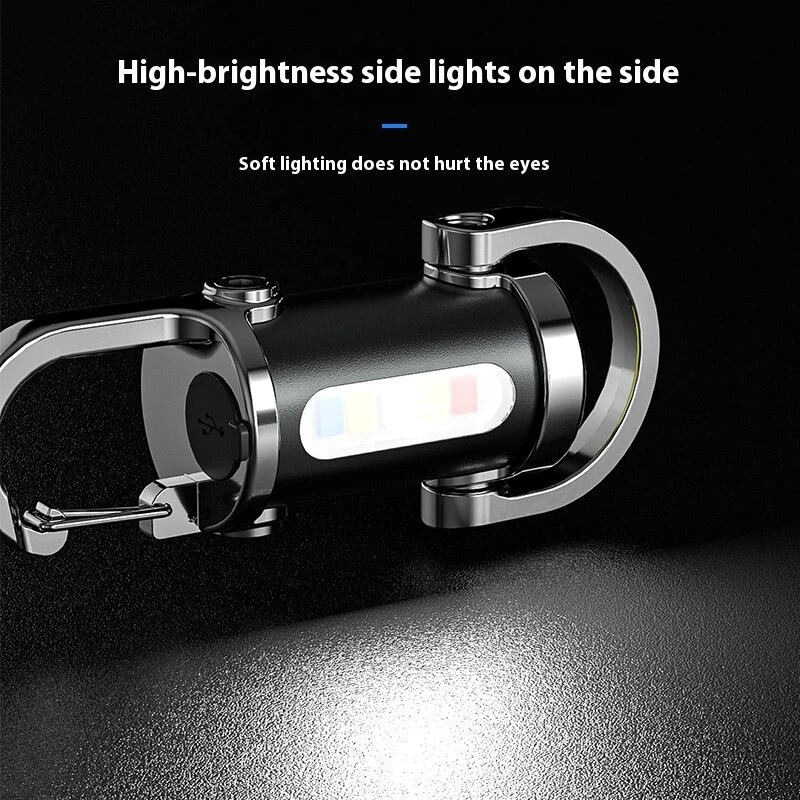 Multifunctional Mini LED Keychain Flashlight with UV Light USB Rechargeable Waterproof LED Keyring Practical Inspection Work Light Outdoor Activities Key Chain Light — view 5