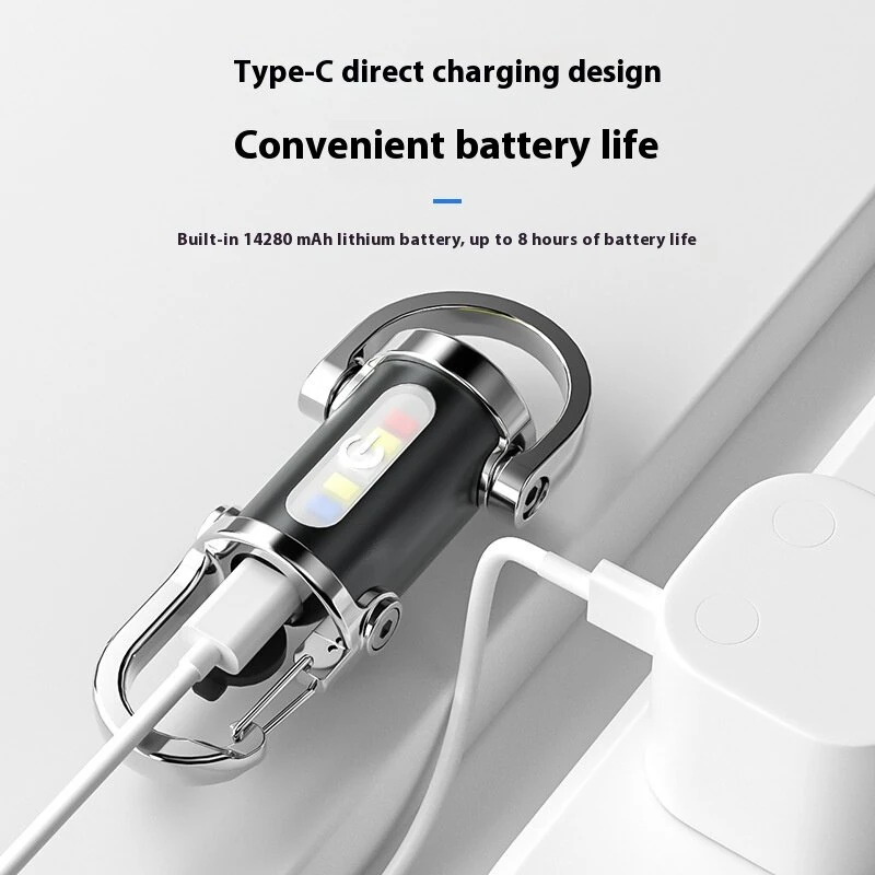 Multifunctional Mini LED Keychain Flashlight with UV Light USB Rechargeable Waterproof LED Keyring Practical Inspection Work Light Outdoor Activities Key Chain Light — view 8