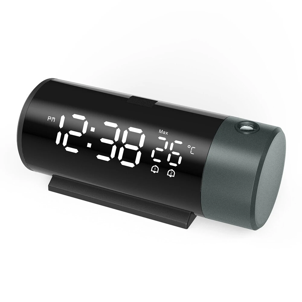 Multifunctional Projection Clock Time Temperature Digital Display Dual Clock LED Screen Backlit USB Powered Projector Clock — view 2