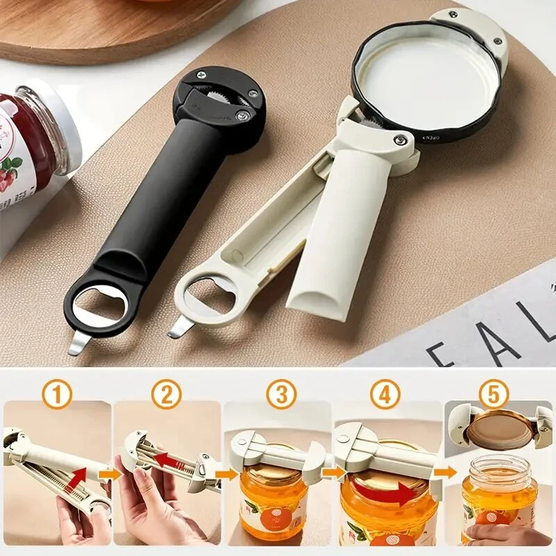 Multifunctional Retractable Bottle Opener Handheld Adjustable Stainless Steel Can Opener Weak Hand Bottle Opener Multifunctional Kitchen Tools For Jelly Jars Wine And More — view 8