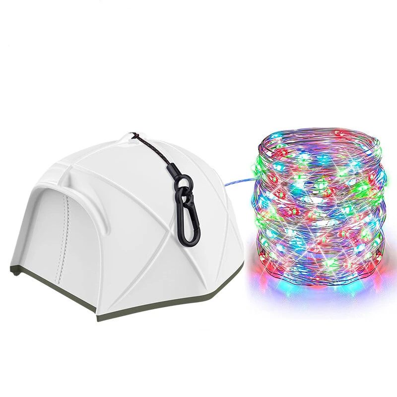 Multifunctional Tent-Shaped LED Lantern With Retractable 10m/15m String Lights Built-in XTE Spotlight Rechargeable Portable Camping & Emergency Light — view 2