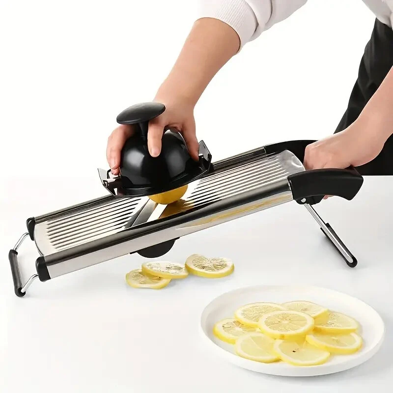 Multifunctional Vegetable Cutter Grater Food Slicer Adjustable Thickness for Cheese Fruits Vegetables Stainless Steel Food Cutter Slicer Dicer with Extra Brush for Kitchen — view 9
